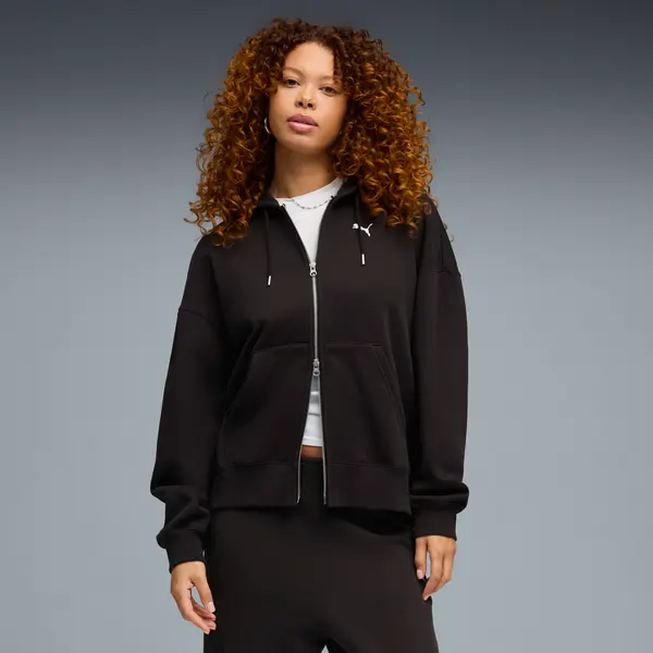 PUMA PUMA Essentials Oversized Full-Zip Fleece Hoodie Women, Clothing, Black, S