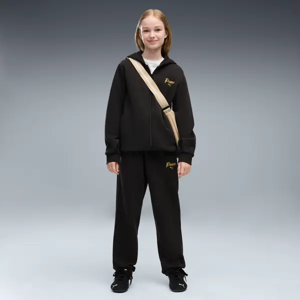 PUMA PUMA Essentials Script Glitter Full-Zip Tracksuit Youth, Kids, Black, 15-16Y
