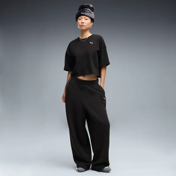 PUMA PUMA Essentials Slouchy Pintuck Oversized Pants Women, Clothing, Black, S