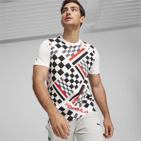 PUMA PUMA F1 Ess Men's Motorsport All-Over Print T-Shirt, White