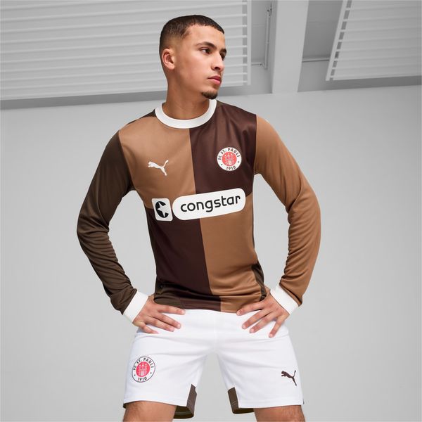 PUMA PUMA FC St. Pauli 24/25 Home Long Sleeve Jersey Men, Espresso Brown/White