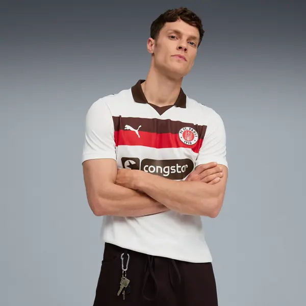 PUMA PUMA FC St. Pauli 25/26 Away Jersey Men, Clothing, White/Espresso Brown, S