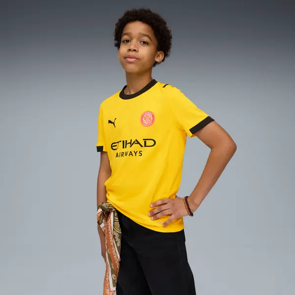 PUMA PUMA Girona FC 25/26 Away Jersey Youth, Clothing, Faster Yellow/Red, 4-5Y