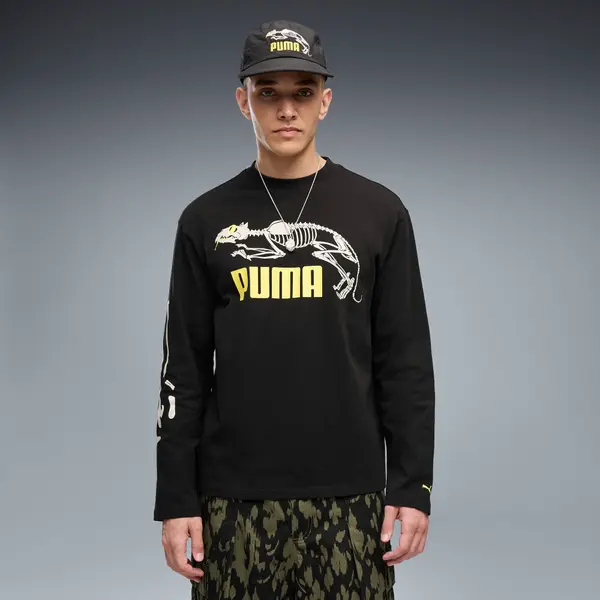 PUMA PUMA Graphic Skeleton Long Sleeve Tee Men, Clothing, Black, S