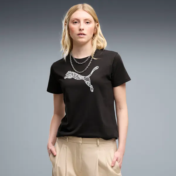 PUMA PUMA Graphics Lace Cat Tee Women, Clothing, Black, S