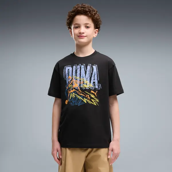 PUMA PUMA Graphics Relaxed Sports Tee Youth, Kids, Black, 15-16Y