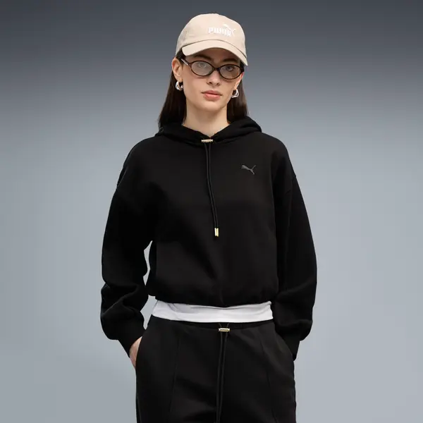 PUMA PUMA HER Relaxed Fleece Hoodie Women, Clothing, Black, S