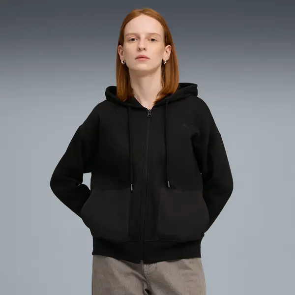 PUMA PUMA HER Relaxed Full-Zip Hoodie Women, Clothing, Black, XXS