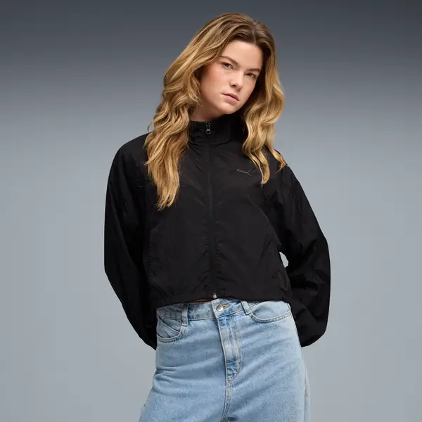 PUMA PUMA HER Relaxed Woven Full-Zip Jacket Women, Clothing, Black, S