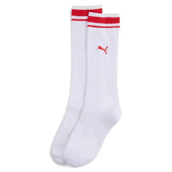 PUMA PUMA Heritage Stripe Crew Socks Unisex (1-Pack), Clothing, White/Flame Orange, 35-38