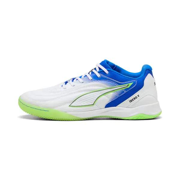 PUMA PUMA Iberio V Futsal Boots Unisex, Shoes, White/Green Glare/Ultra Blue, 44