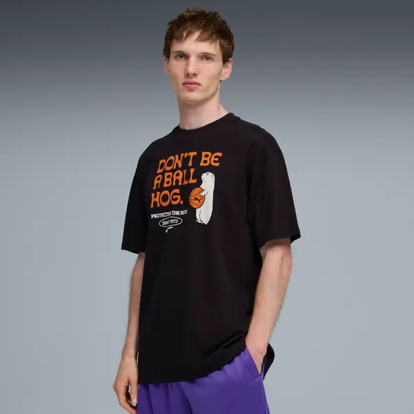 PUMA PUMA Junior Varsity II Relaxed Basketball Tee Men, Clothing, Black, S