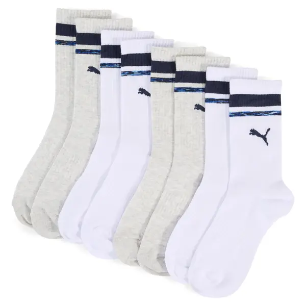 PUMA PUMA Kids' Crew Socks (4-Pack), Clothing, White/Blue, 27-30