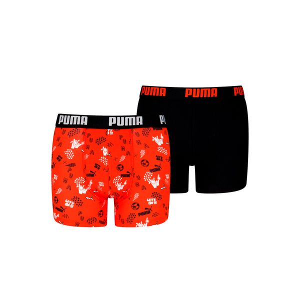 PUMA Puma Kids' Printed Boxer Briefs 2 pack, Red, Size 10, Clothing