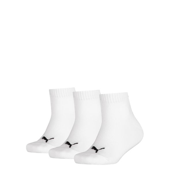 PUMA Puma Kids' Quarter Socks 3 Pack, White, Size 31-34, Clothing