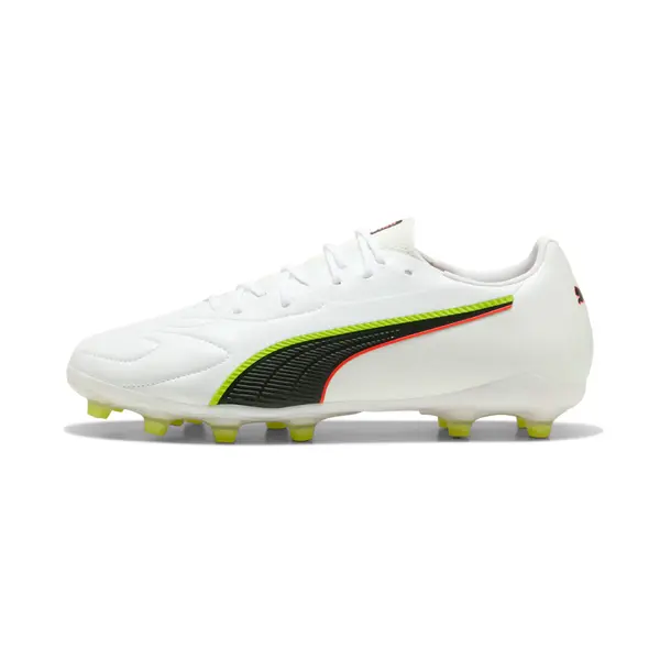 PUMA PUMA KING 20 MATCH FG/AG Football Boots Unisex, Shoes, White/Glowing Red/Yellow Alert, 44
