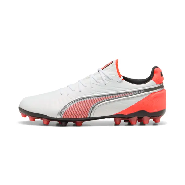 PUMA PUMA KING ULTIMATE MG Football Boots Unisex, Shoes, White/Silver/Glowing Red, 44