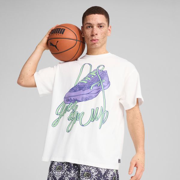 PUMA Puma Lace Em Up Oversized Basketball T-Shirt, White, Size M, Clothing