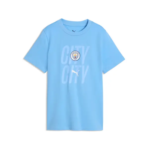 PUMA PUMA Manchester City ftblCulture Tee Youth, Clothing, Light Blue Guppy, 15-16Y