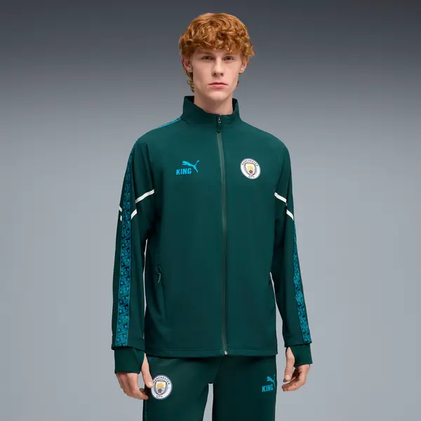 PUMA PUMA Manchester City KING Ultimate Anthem Track Jacket Men, Clothing, Green Terrain/Tropical Blue, S