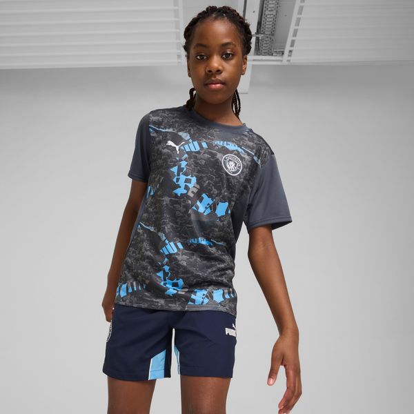 PUMA Puma Manchester City Pre-match Jersey Youth, Gray, Size 13-14Y, Clothing