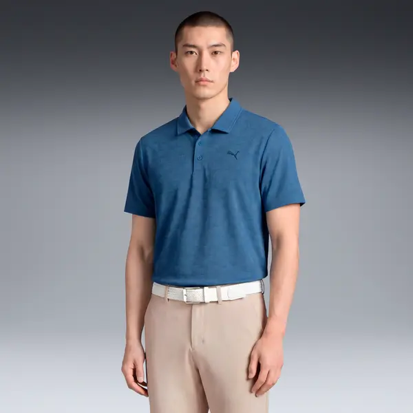 PUMA PUMA MATTR Deco Jacquard Golf Polo Men, Clothing, Dark Indigo, M