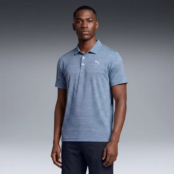 PUMA PUMA MATTR Stadium Golf Polo Men, Clothing, White Glow/Deep Navy, M