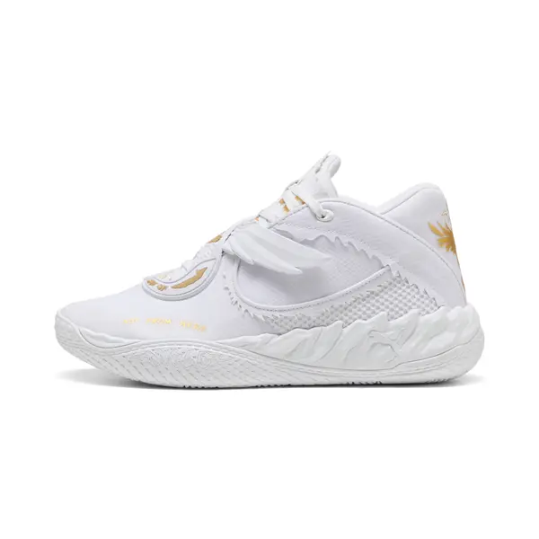PUMA PUMA MB.05 Mist Basketball Shoes Youth, Shoes, White/Gold, 35.5