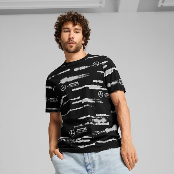 PUMA PUMA Mercedes-Amg Petronas F1 All-Over Print Logo T-Shirt Men, Black