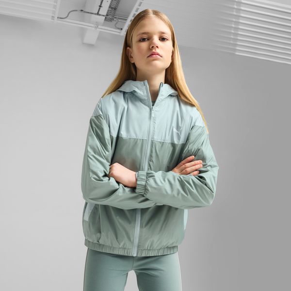 PUMA Puma Mesh Lined Windbreaker Jacket Youth, Green, Size 13-14Y, Clothing