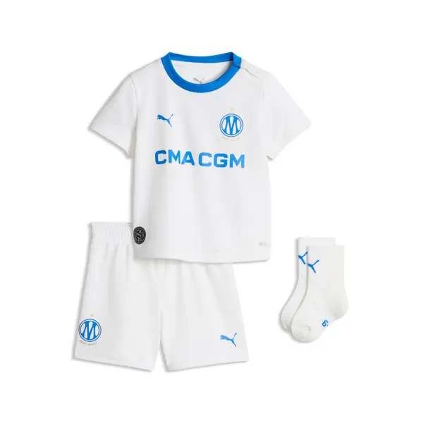 PUMA PUMA Olympique de Marseille 26/27 Home Baby Kit Toddlers, Clothing, White/Royal, 4-6M