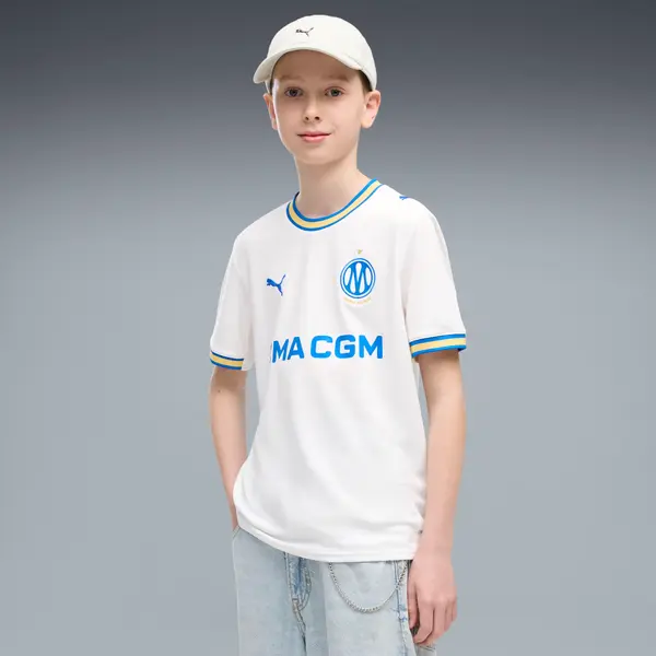PUMA PUMA Olympique de Marseille 26/27 Home Jersey Youth, Clothing, White/Royal, 15-16Y