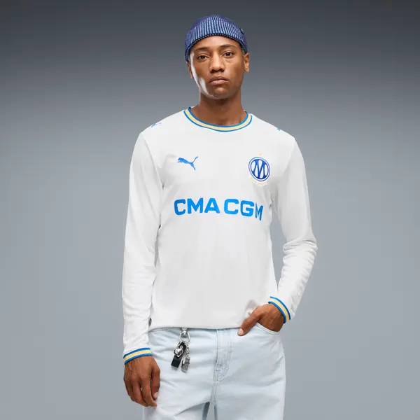 PUMA PUMA Olympique de Marseille 26/27 Home Long Sleeve Jersey Men, Clothing, White/Royal, S