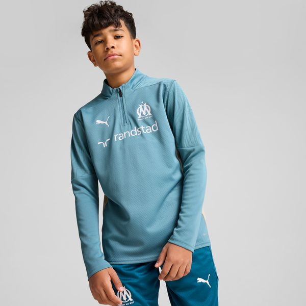 PUMA Puma Olympique de Marseille Quarter-Zip Training Top Youth, Blue, Size 15-16Y, Clothing