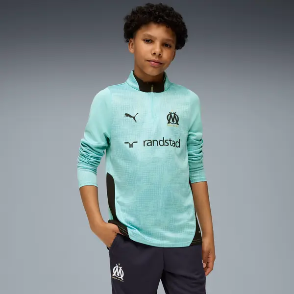 PUMA PUMA Olympique de Marseille Training Quarter-Zip Top Youth, Clothing, Safe Lake/New Navy, 15-16Y