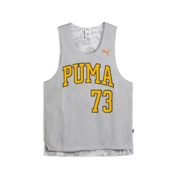 PUMA PUMA Out Of Practice Reversible Basketball Jersey Men, Sport, Gray Echo/Amarena/Aop, S