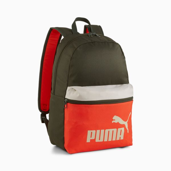 PUMA PUMA Phase Colorblock Backpack, Dark Olive/Redmazing/Desert Dust