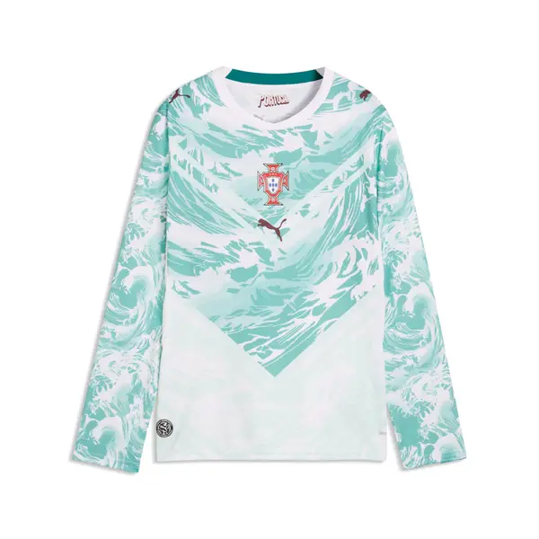 PUMA PUMA Portugal 2026 Long Sleeve Away Jersey Youth, Football, White/Green Lagoon, 15-16Y