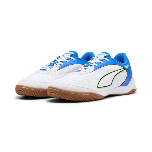 PUMA PUMA PRESSING Futsal Boots Unisex, Women, White/Green Glare/Ultra Blue, 44