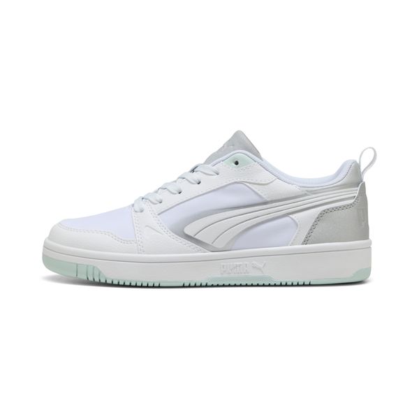 PUMA Puma Rebound v6 Low Aqua Metallics Sneakers Unisex, White, Size 37.5, Shoes