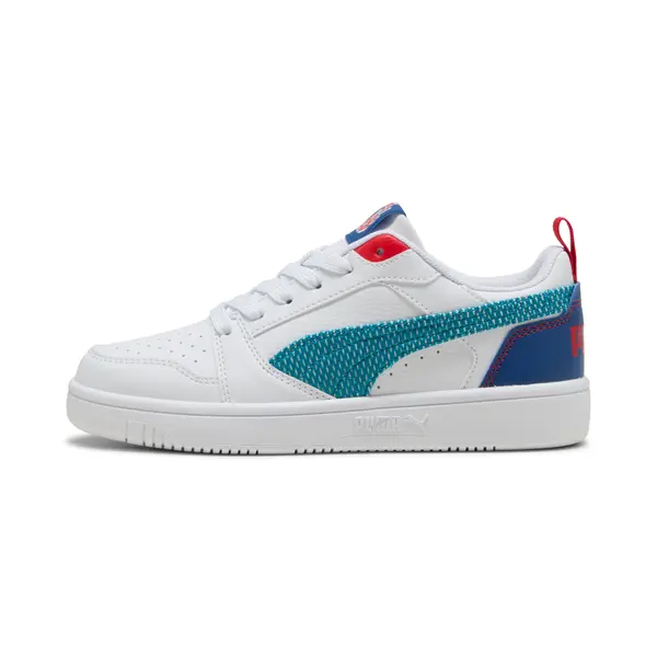 PUMA PUMA Rebound V6 Low Run Fun Sneakers Youth, Shoes, White/Tropical Blue/Clyde Royal, 35.5