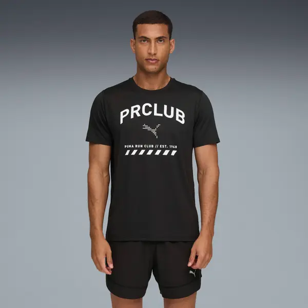 PUMA PUMA RUN CLUB Graphic Mesh Tee Men, Clothing, Black, S