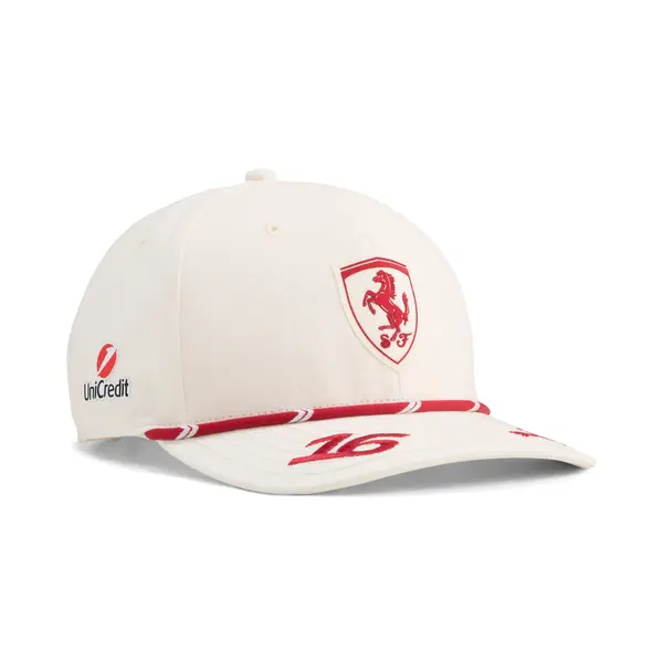PUMA PUMA Scuderia Ferrari HP Replica Charles Leclerc Homerace Cap, Ferrari, Frosted Ivory, OSFA