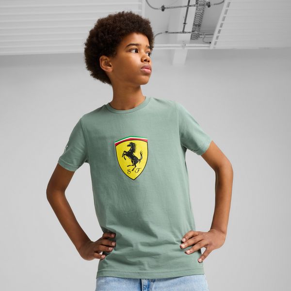 PUMA Puma Scuderia Ferrari Race Colored Big Shield Tee Youth, Green, Size 13-14Y, Clothing