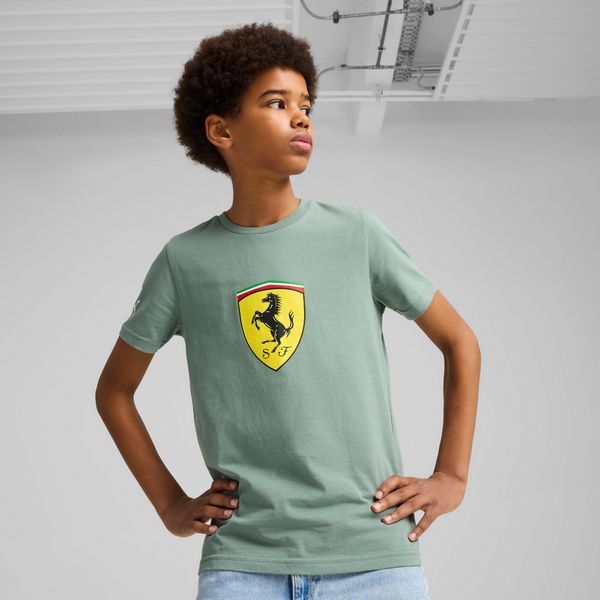 PUMA Puma Scuderia Ferrari Race Colored Big Shield Tee Youth, Green, Size 15-16Y, Clothing