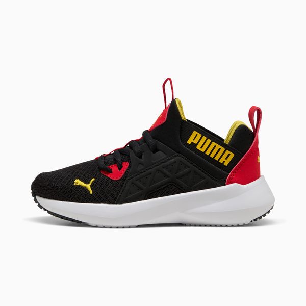 PUMA PUMA Soft Enzo Nxt Kids' Trainers, Black/Faster Yellow/Red