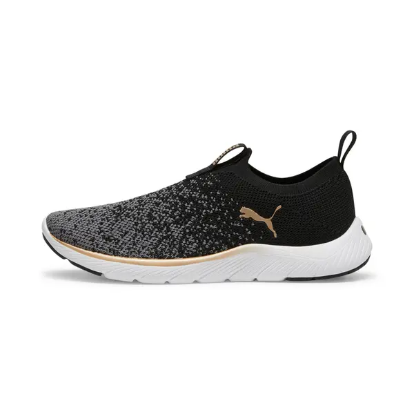 PUMA PUMA Softride Remi Slip-on Knit Women's Running Shoe, Shoes, Black/Gold/Cool Dark Gray, 35.5