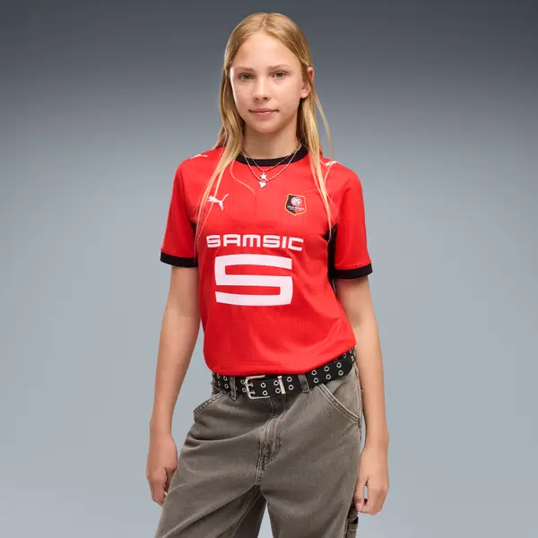 PUMA PUMA Stade Rennais 26/27 Home Jersey Youth, Clothing, Red/Black, 15-16Y