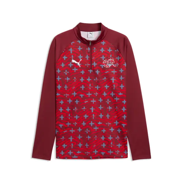 PUMA PUMA Switzerland Slim Warmup Quarter-Zip Top Men, Football, Regal Red/White, S