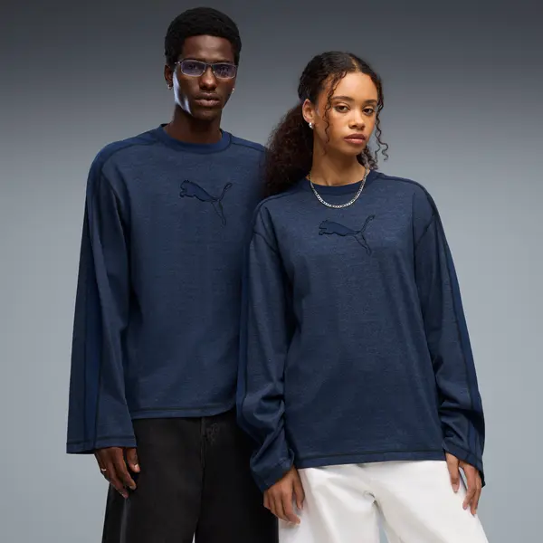 PUMA PUMA T7 Long Sleeve Tee Unisex, Clothing, Persian Blue Heather, S